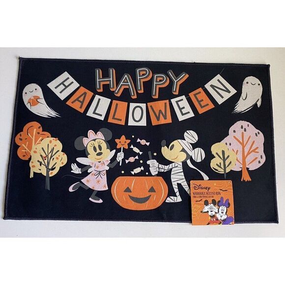 Disney Mickey Minnie Mouse Halloween Accent Rug Mat 20 X 32” Soft Washable NEW - Picture 1 of 10